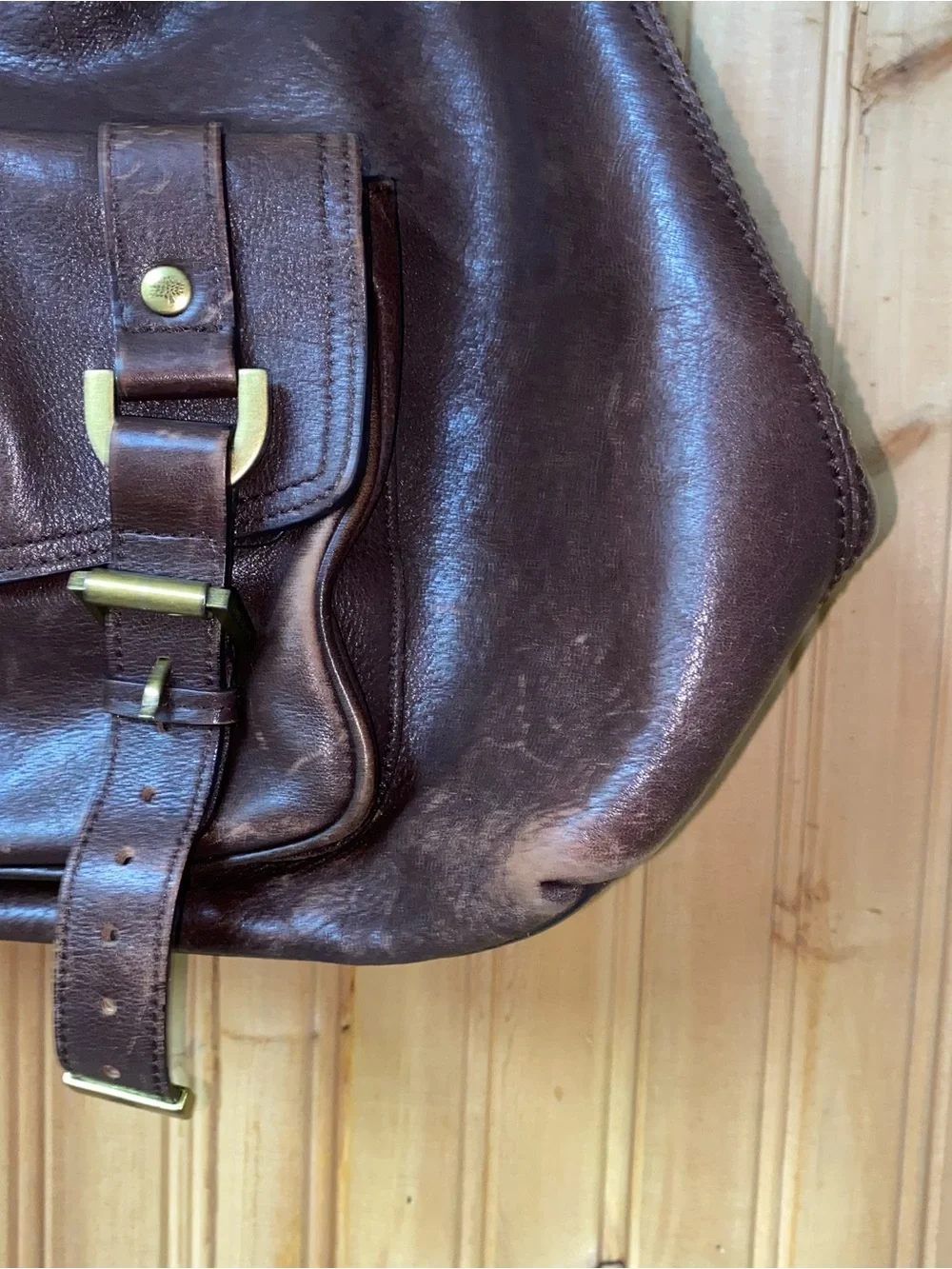 Mulberry Alexa Hobo Bag Dark Brown Leather Shoulder Bag with Front Buckle Pocket - Picture 3 of 14